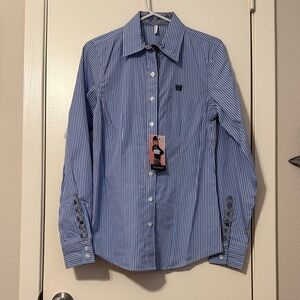 NWT Cinch Blue and Purple Striped Button Down Shirt